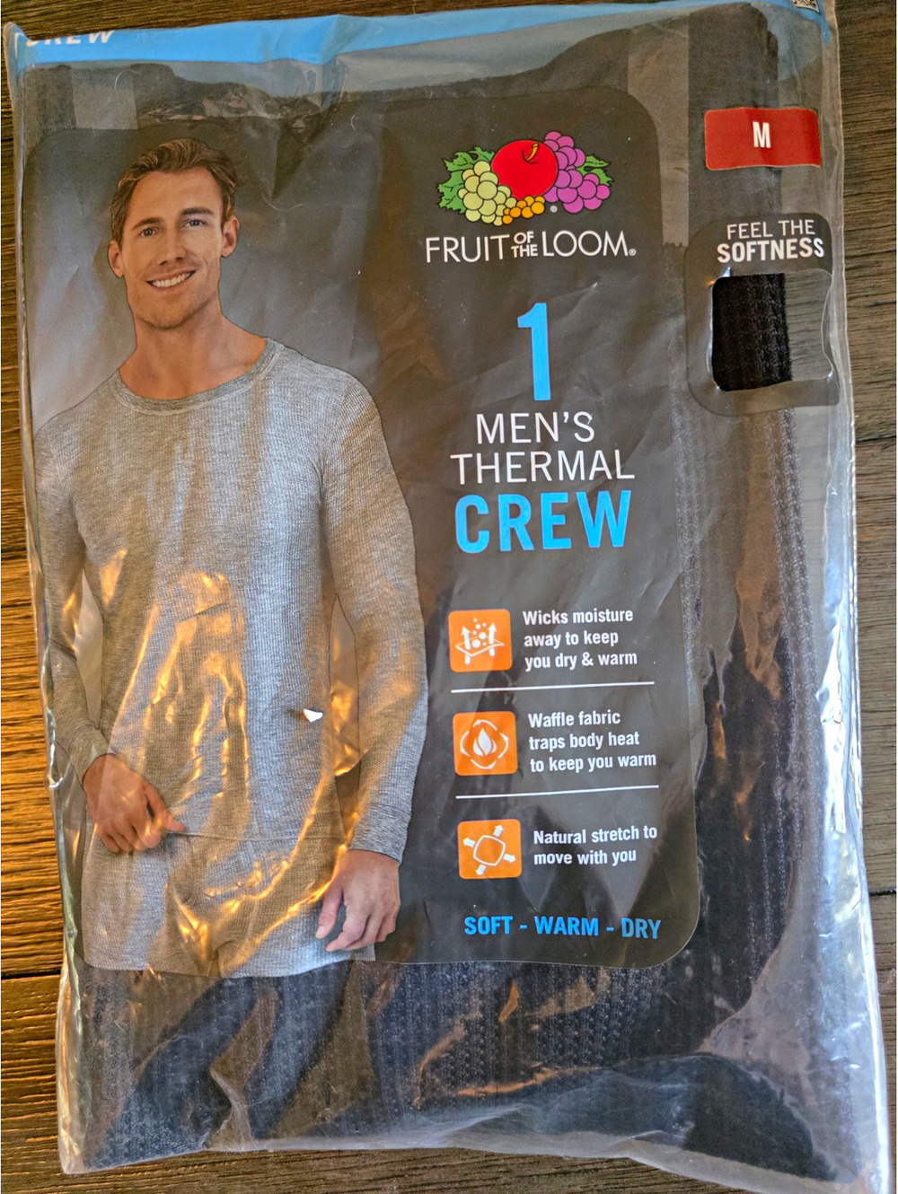Fruit of the Loom Men's Waffle Thermal Base Layer Crew Top Black M 1 Pack [COPY]